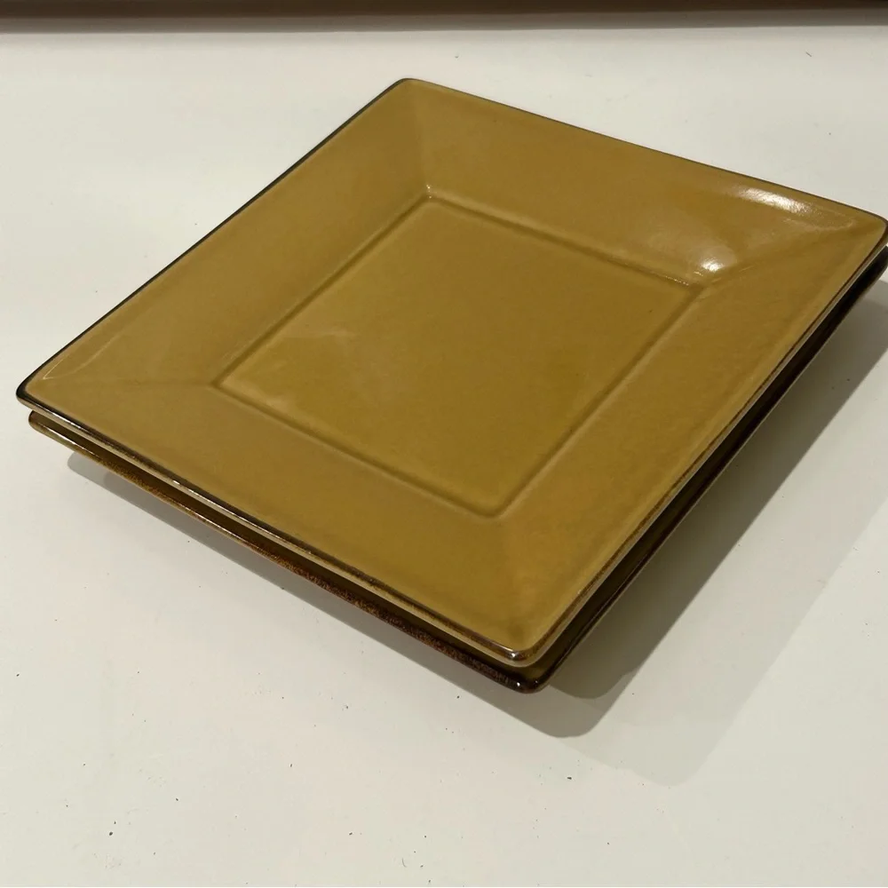 2 Pottery Barn Asian Square Plates 8”